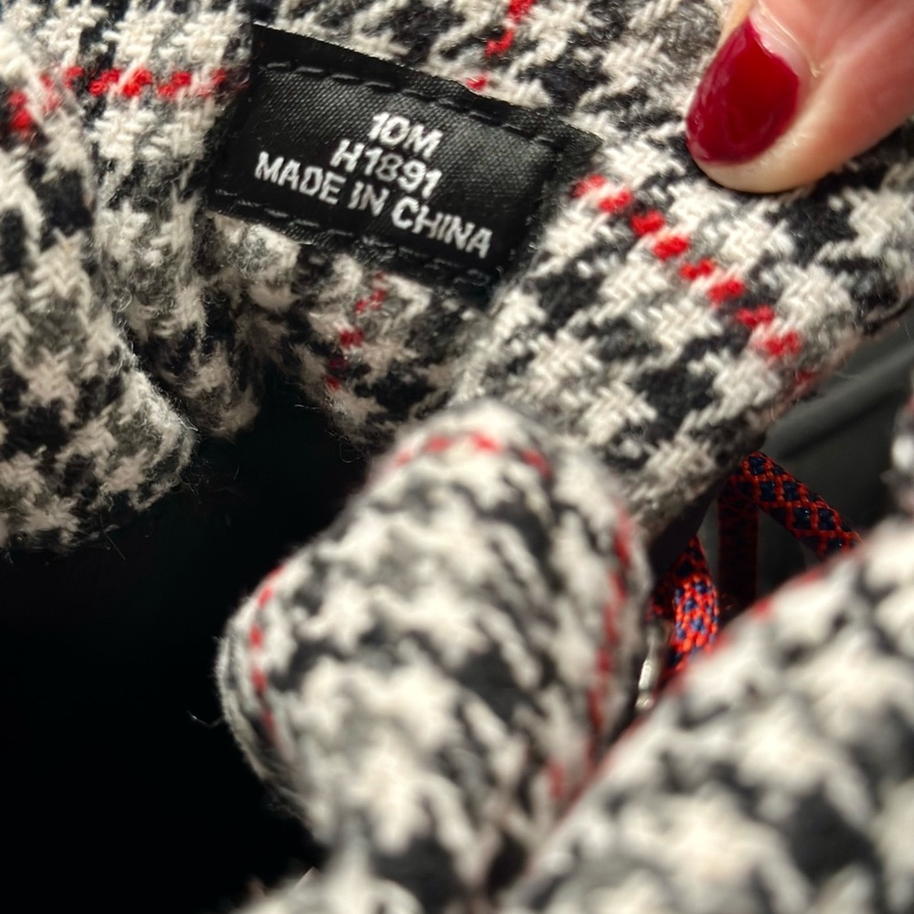 J Crew 2019 Holiday Perfect Winter Black Waterproof Red Houndstooth Boots - Picture 8 of 13